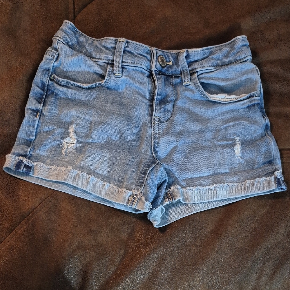 SO Light Blue Distressed High-Waisted Shorts